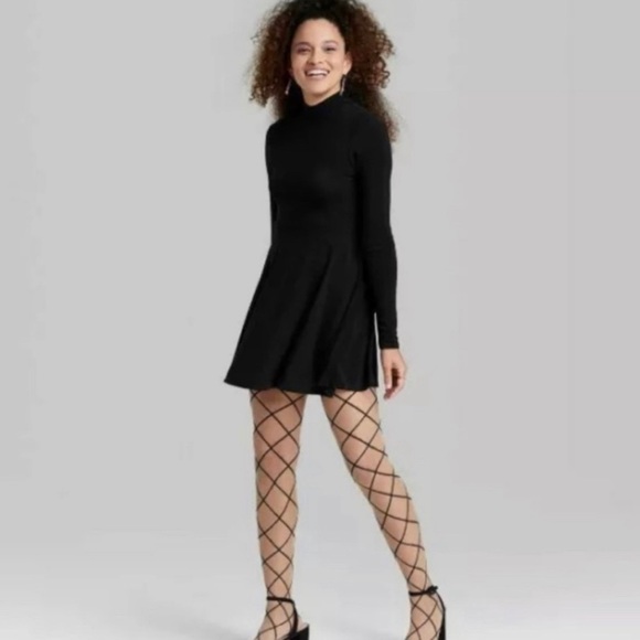 wild fable Dresses & Skirts - Wild Fable Sparkly Black Long Sleeve Mock Turtleneck Lightweight Cocktail Dress